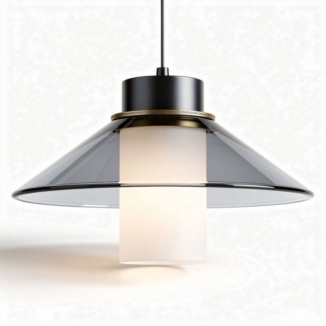 Hanglamp met glazen kap en metalen rand 30 x 30 x 25cm zwart en wit