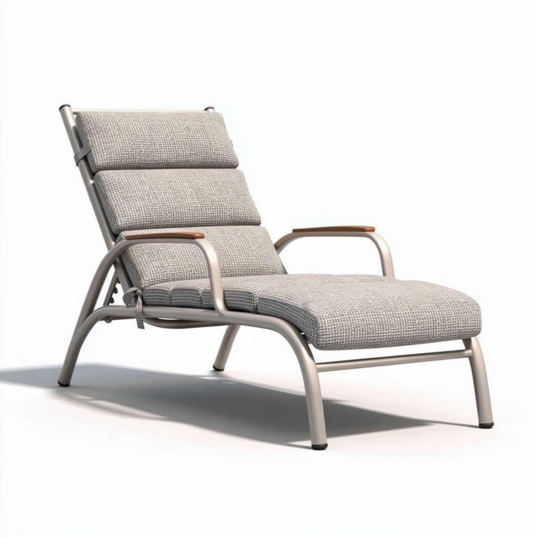 Tuinligstoel met verstelbare rugleuning en aluminium frame grijs 150 x 70 x 90cm