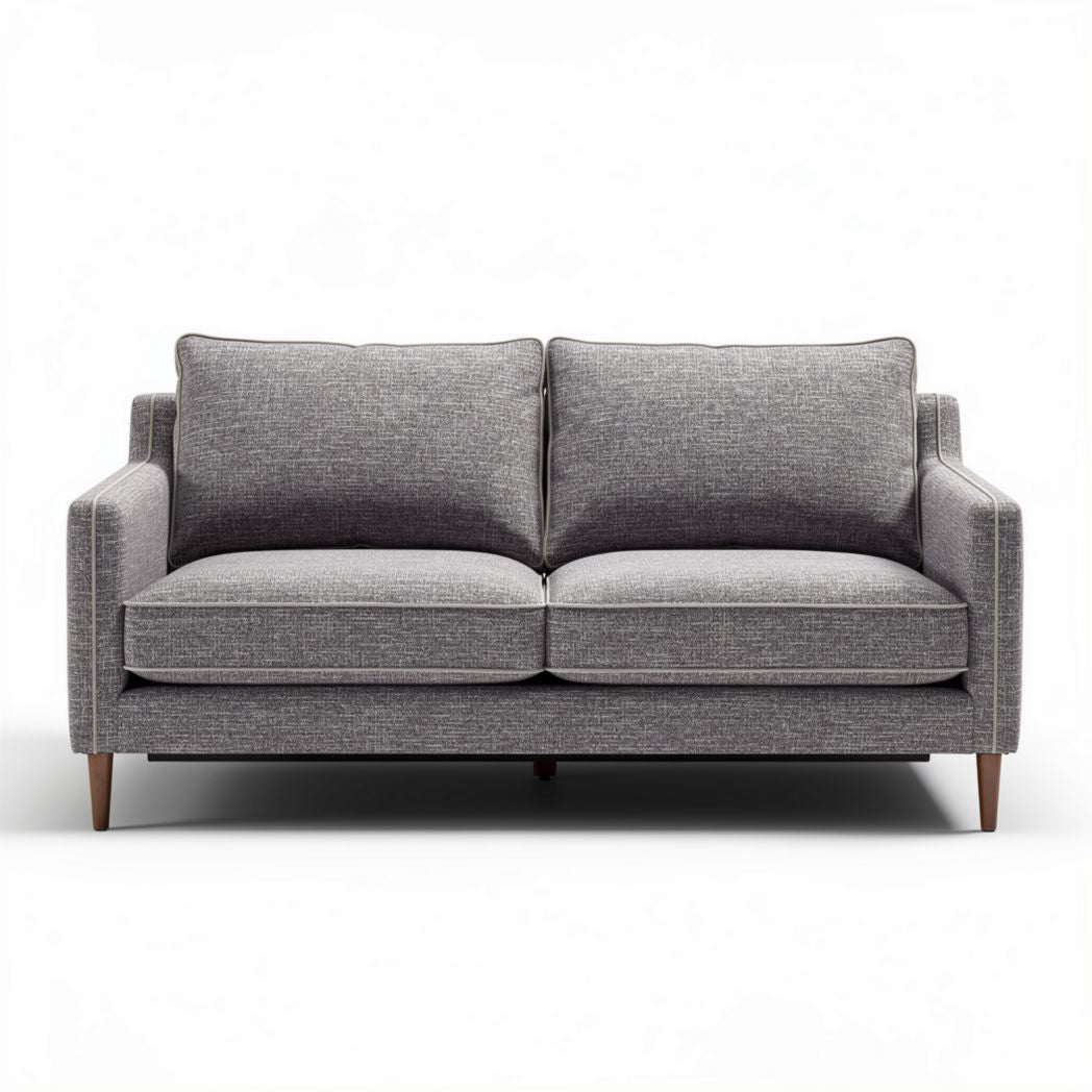 Grijs stoffen bank 180 x 90 x 80cm geschikt voor woonkamer met houten poten
