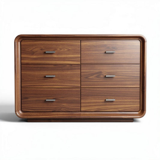 Houten ladekast met zes lades afmetingen 120 x 60 x 80cm in walnootkleur