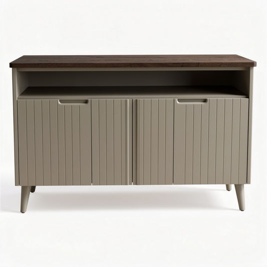 Kast van hout en MDF met drie deuren en open vakken 140 x 40 x 80cm