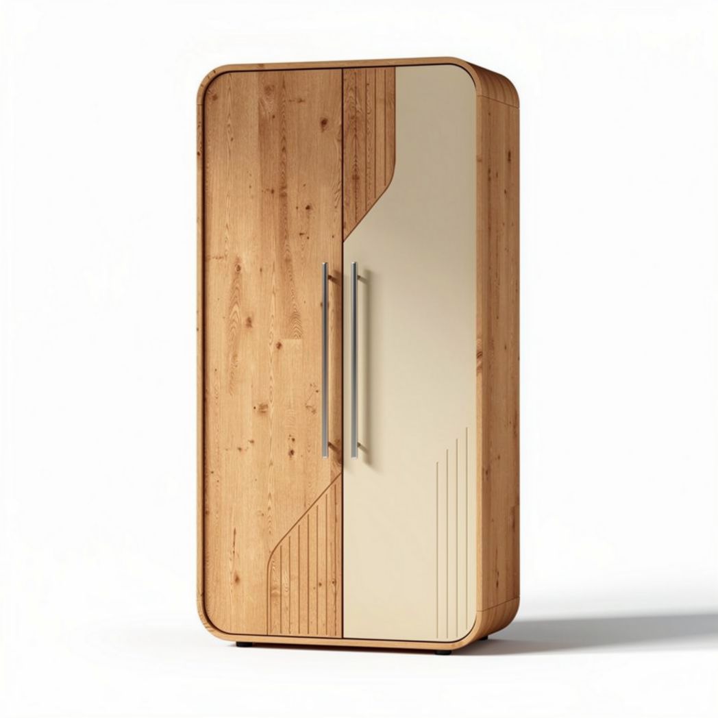 Houten kast met twee deuren en een beige afwerking 80 x 40 x 180cm