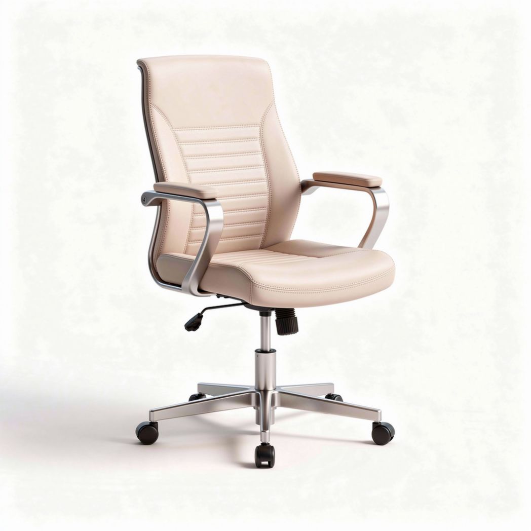 Bureau stoel van kunstleer met verstelbare hoogte beige 45 x 60 x 95cm
