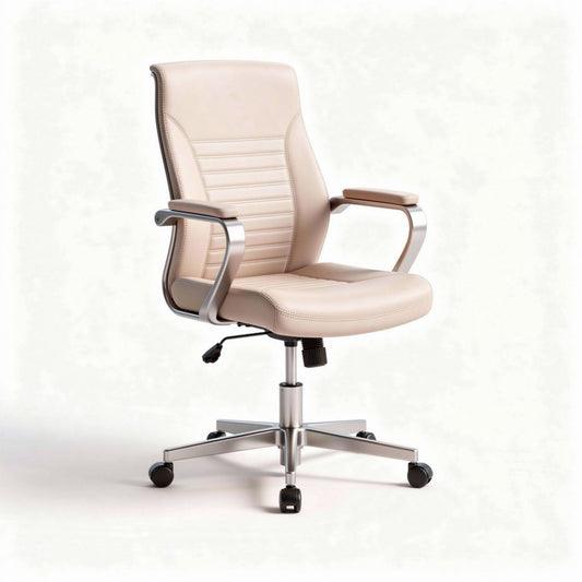 Bureau stoel van kunstleer met verstelbare hoogte beige 45 x 60 x 95cm