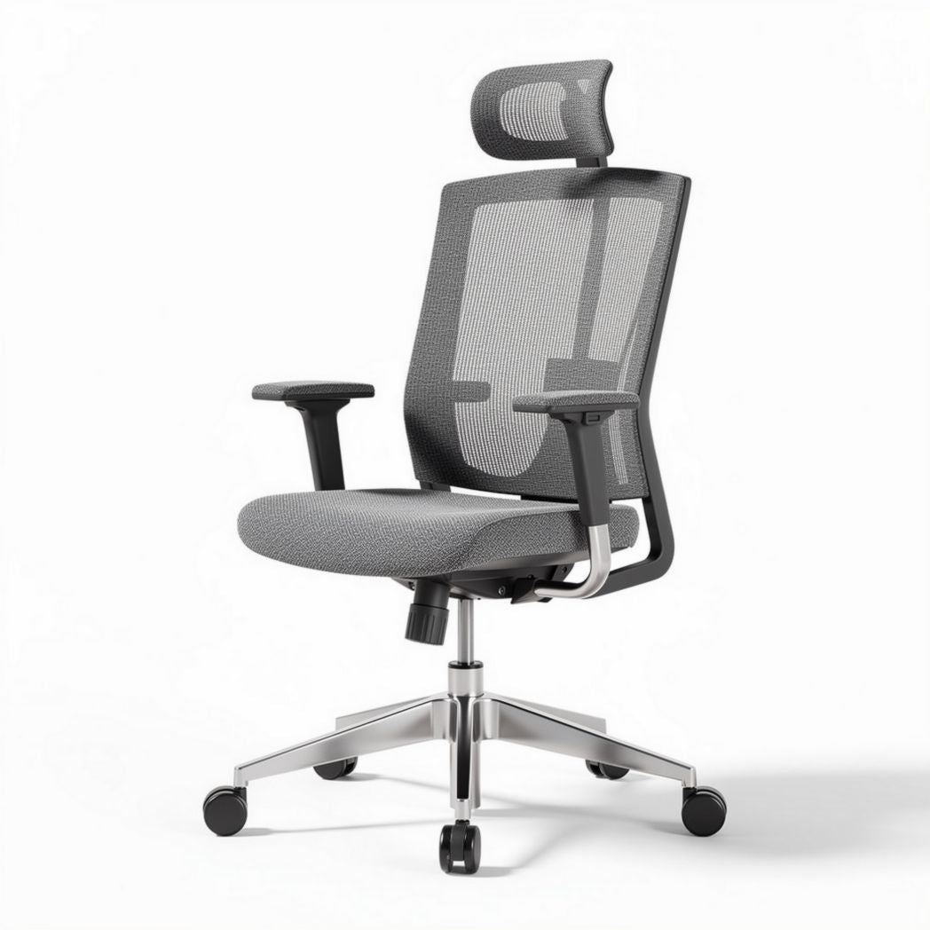 Ergonomische bureaustoel met mesh rugleuning en verstelbare armleuningen grijs 60 x 60 x 120cm