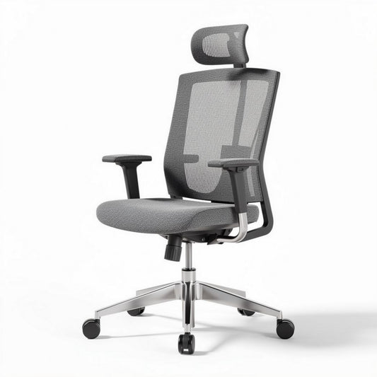 Ergonomische bureaustoel met mesh rugleuning en verstelbare armleuningen grijs 60 x 60 x 120cm